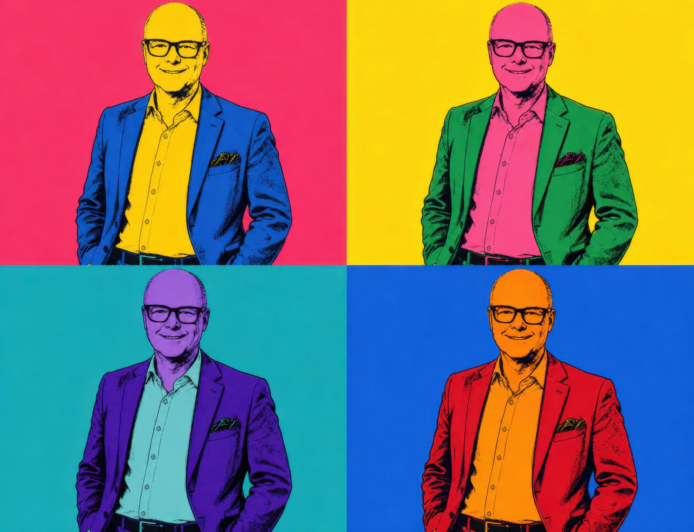 Pop-Art-Kampagnenmotiv mit Thomas Spieker in Signalfarben